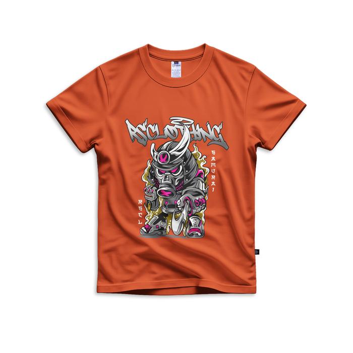kaus distro anak motif samurai bahan cotton combed 30s adem usia 4- 14 tahun