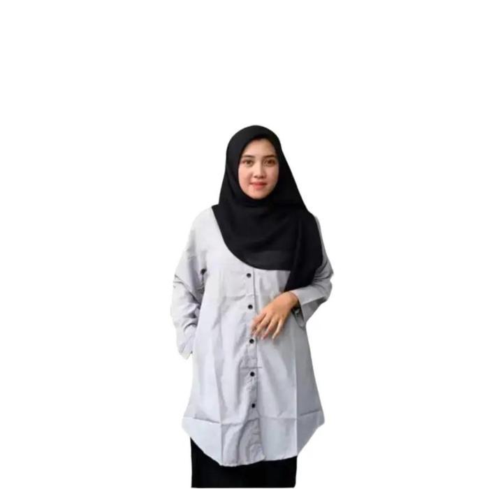 Tunik Baju Atasan Kemeja Perempuan Santri Pondok Atasan Wanita Santri Putri Kemeja Hitam  Motif Polo