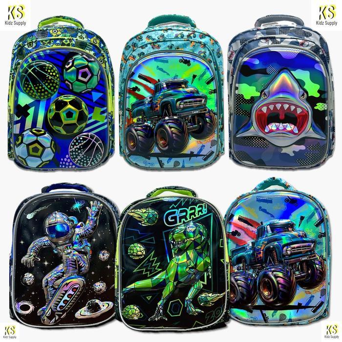 PREMIUM Tas Ransel Anak Laki Laki TK SD Dino Ransel Sekolah Dinosaurus Astronot Mobil Timbul Anti Ai