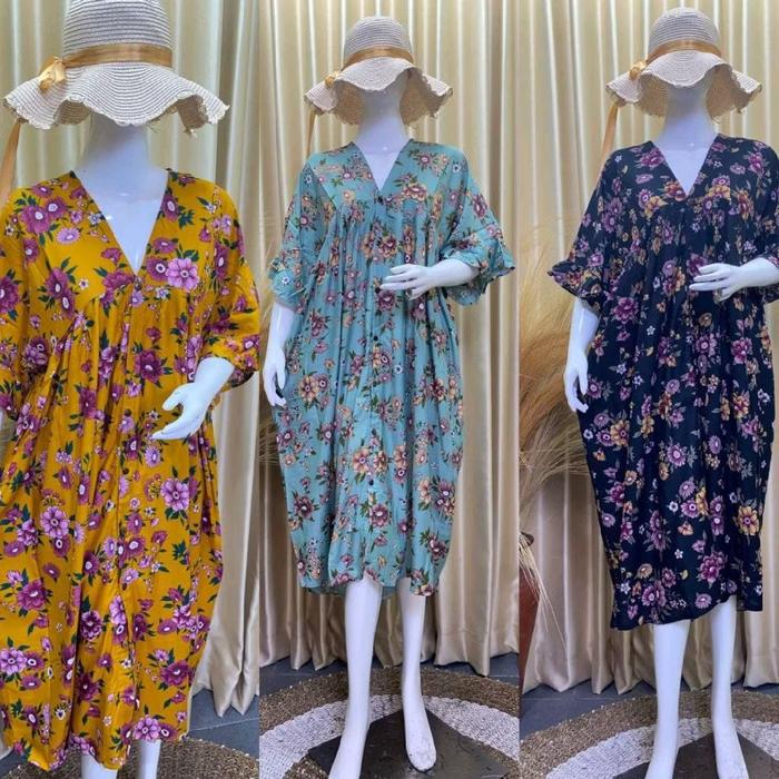 Daster Busui Jumbo Wanita Lissa Dress KanCing Panjang Rayon Premium - Pendek, Celana, Setelan, Dewas