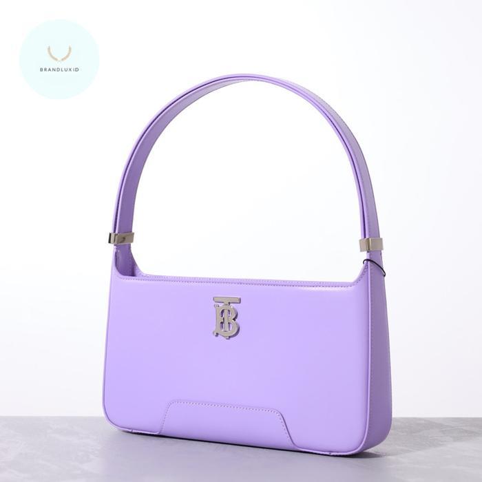 BURBERRY TB SHOULDER BAG IN PRIMROSE PINK SMOOTH & SOFT VIOLET SMOOTH LEATHER
