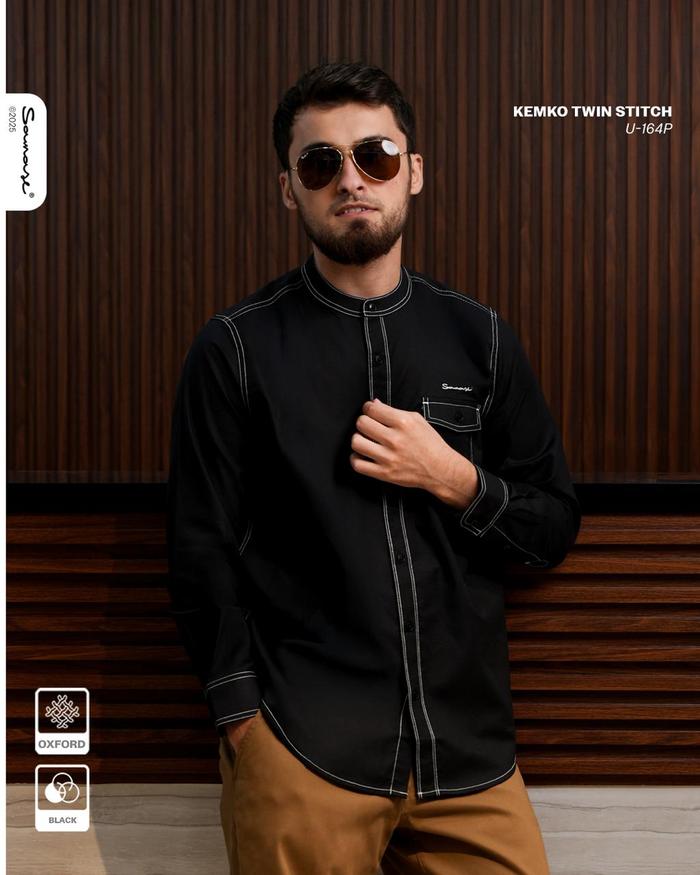 SAMASE Kemko Twin Stitch U164P Kemeja Koko Pakaian Pria Dewasa Atasan Muslim Laki-laki Samase Offici