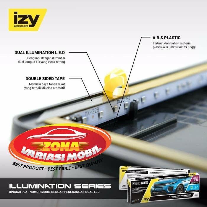 Dudukan / Tempat Plat Nomor Mobil Acrilic Akrilik Izy Lampu Led 46 Cm