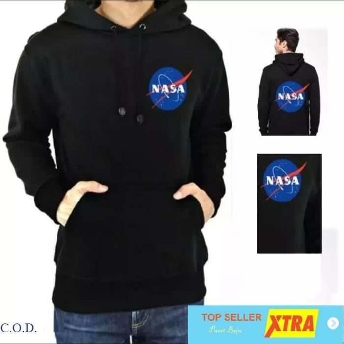 Baju Sweater Nasa RO Sweater Pria babyterry Grey/Black Kekinian@@ Fit Hoodie Cowok Distro