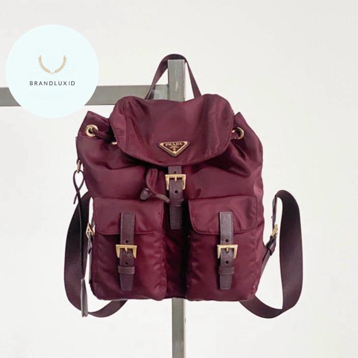 PRADA RE-NYLON SMALL BACKPACK BURGUNDY