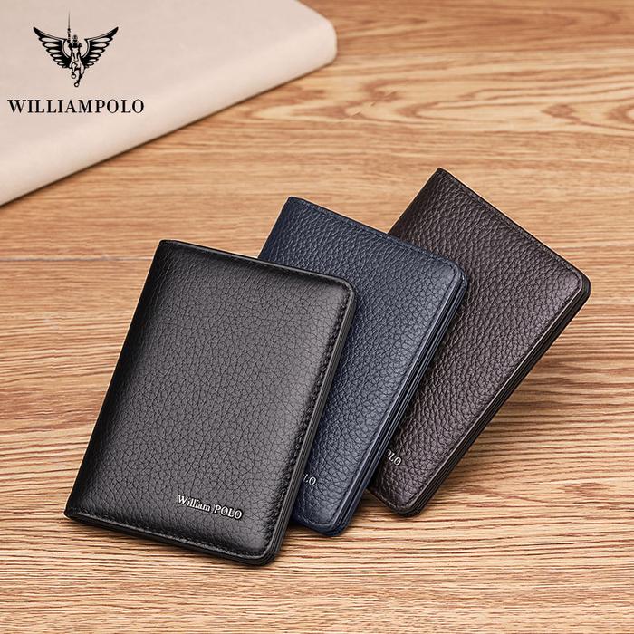 WILLIAMPOLO Men Card wallet small purse Mens  Business Genuine