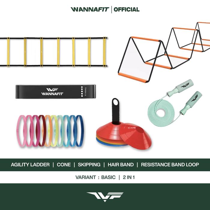 WANNAFIT Paket Agility | Speed Ladder Cone Mangkok Skipping Resistance Band | Alat Latihan Olahraga