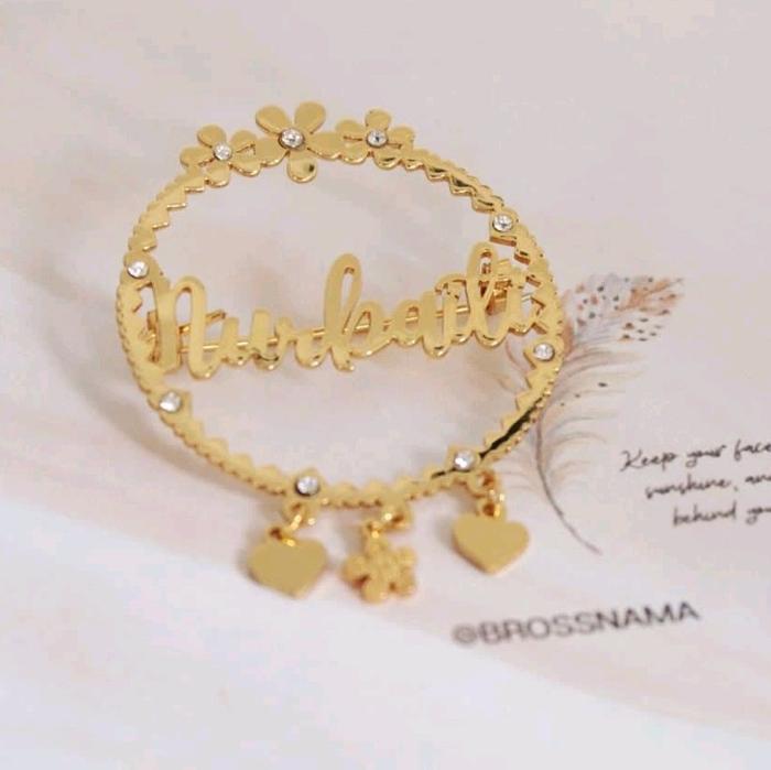 Perhiasan Kuningan Custome Nama//Kalung, Gelang, Bross, cincin//Lapis Emas 24K