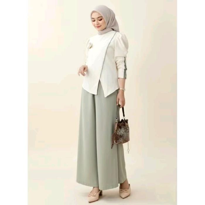 Clarke Set Denolla 5223 Noodle Snow  | Setelan Celana Tunik Noodle Snow Murah Premium | One Set Polo