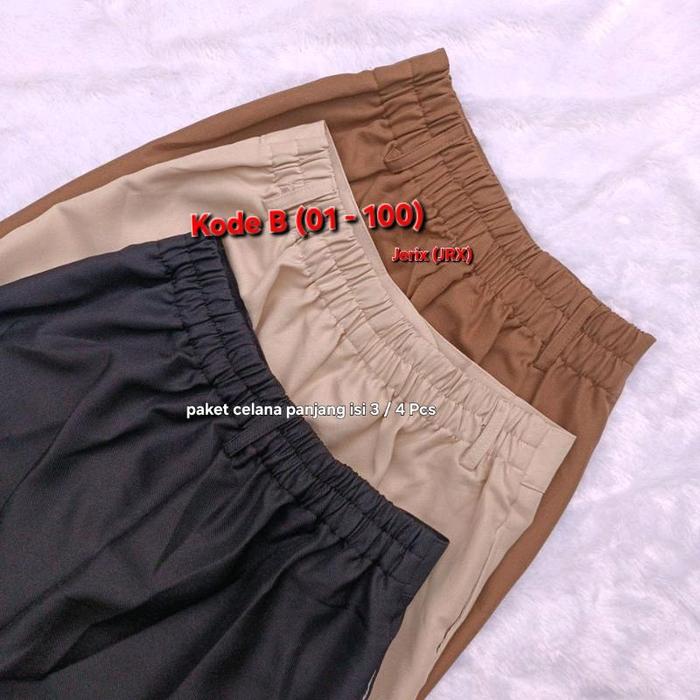 Paket Isi 3 / 4 Pcs Celana Wanita RANDOM/ACAK Size B (01-100) - Campur Jeans / Kulot / Panjang Dan L