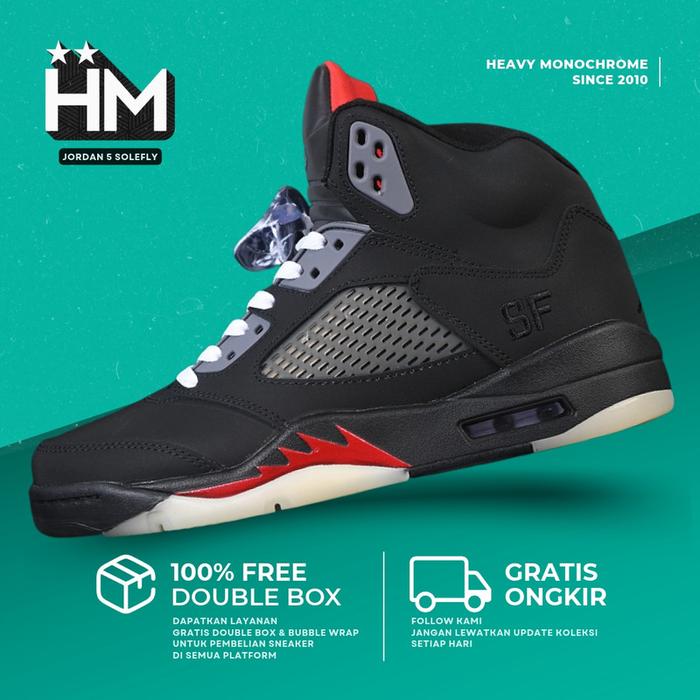 Jordan 5 Retro SoleFly Black Fire Red Aurora Green Sneaker IU0734-001 (Size 38-47.5)