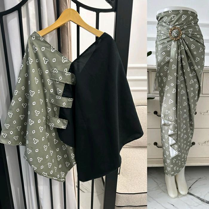 set kondangan batik jumputan set kebaya batik jumputan