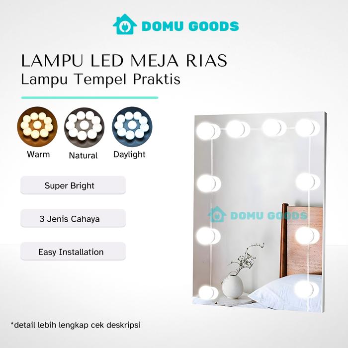 DOMU Lampu LED Meja Rias | Lampu Kaca Rias Vanity Mirror Light / Lampu Led Meja Rias Make Up / Lampu