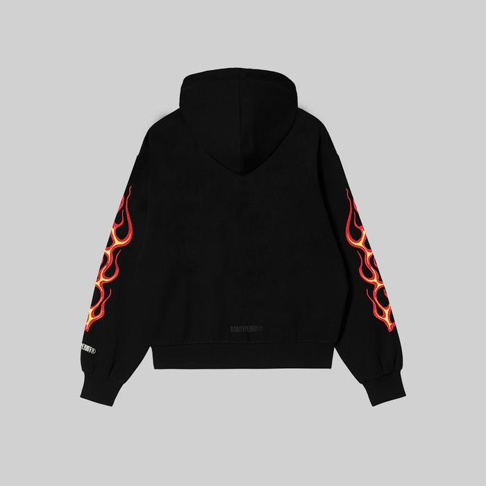 RAWTYPE RIOT bb Red Flames Hoodie - Black