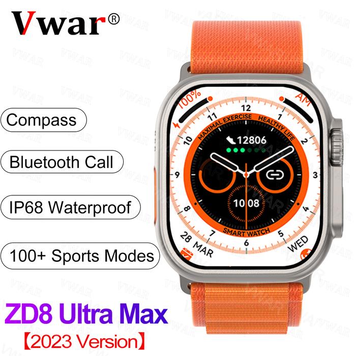 2023 Vwar ZD8 Ultra Max Plus Smart Watch Compass 2.2" 49mm Titanium