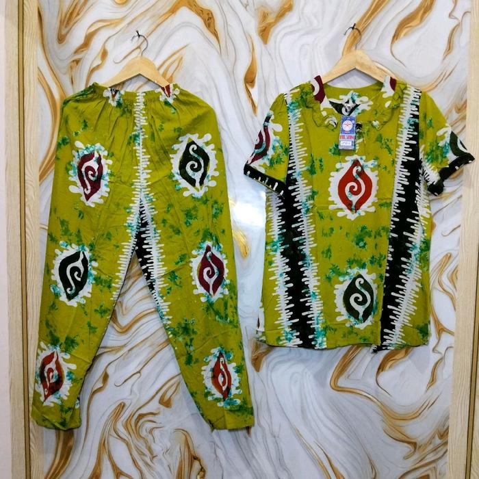 Setelan Batik Alvin Ukuran Dewasa Tangan Pendek