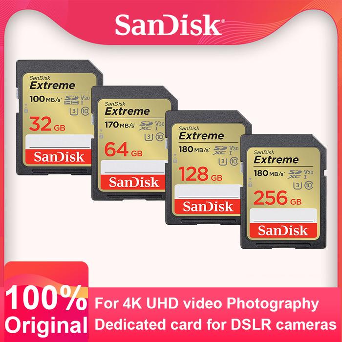 SanDisk Memory Card Extreme SD Card 32GB 64GB 128GB 256G 512G SD