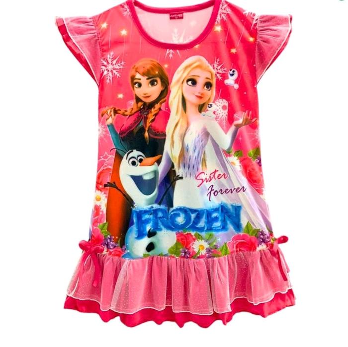 DRESS ANAK PEREMPUAN FROZEN LENGAN RUFFLE/JULIA-FULL PRINTING