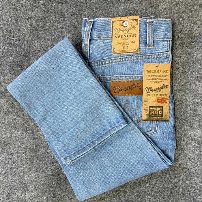 Wrangler Celana Jeans Panjang Reguler Bio bleach Pria Dewasa Bahan Denim Tebal Nyaman dipakai Outfit