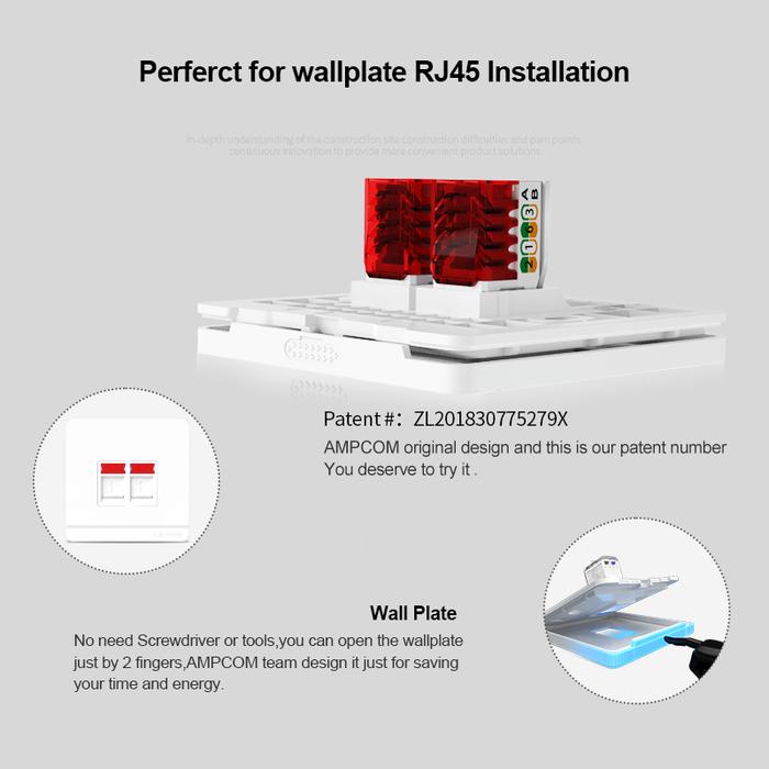 AMPCOM Cat6 Cat5e RJ45 Keystone Jack Konektor Modul Jaringan Coupler