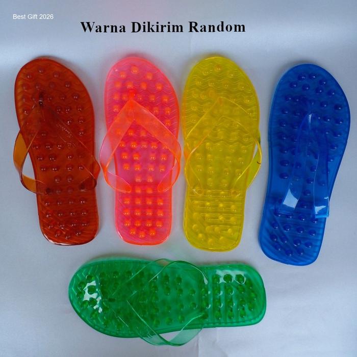 Sandal Refleksi Duri Besar Sendal Jepit Relaksasi Akupresur Telapak Kaki Pria Wanita Plastik Lentur 
