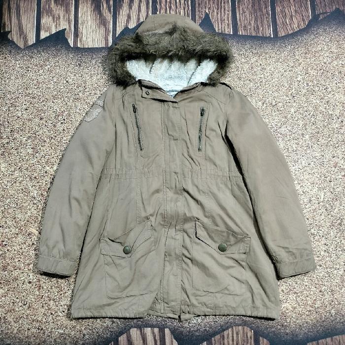 jaket parka vintage INGNI patch ranger 2 layer daleman sherpa bisa di lepas multi pocket coklat susu