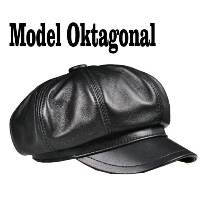 Topi Oktagonal Kulit Asli Baret