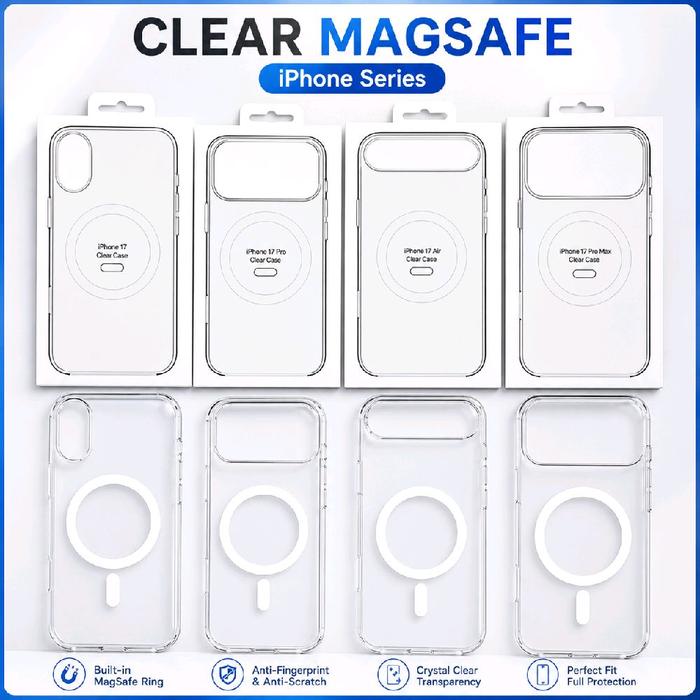 Clear Case MagSafe For iPhone 17 Pro Max 16 15 14 13 12 11 Pro Max Cover Casing Clear Crystal Bening
