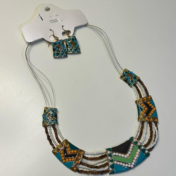 kalung+anting hijau tosca