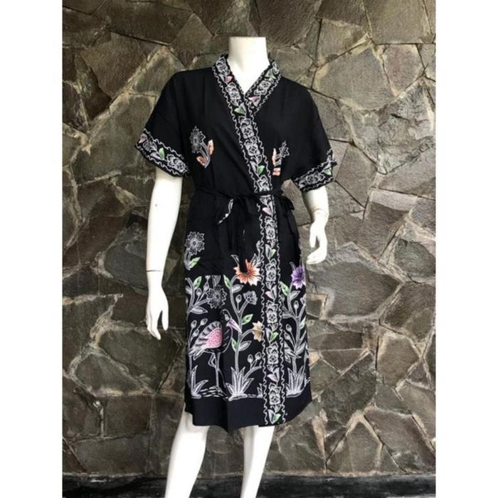 DASTER KIMONO KENCANA UNGU LEBEL HITAM DASTER WANITA ASLI BATIKU MODEL KIMONO JEPANG BAJU MANDI WANI