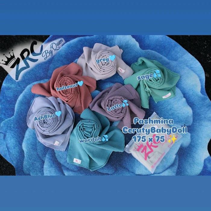ZRC HijabPashmina CerutyBabyDoll . Peach , Latte, Hitam, Grey