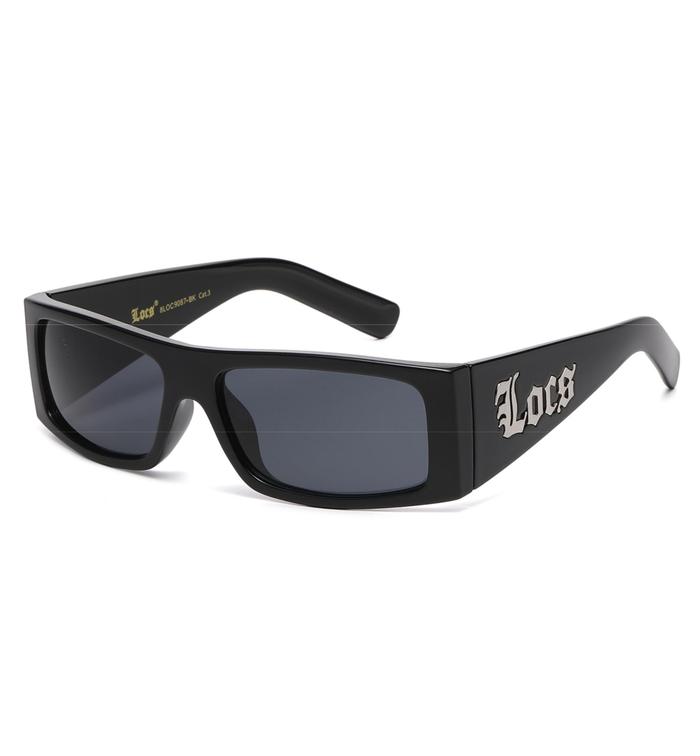 Locs 9087 Sunglasses KINGPIN Reborn Super Rare Series Retro Style Bold Black Frame Squared and Angle