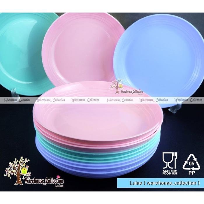 [6//12 pcs] Piring Plastik Deborah 9"(23 cm) || Piring Plastik bulat pastel || Tempat Makan Tahan Pa