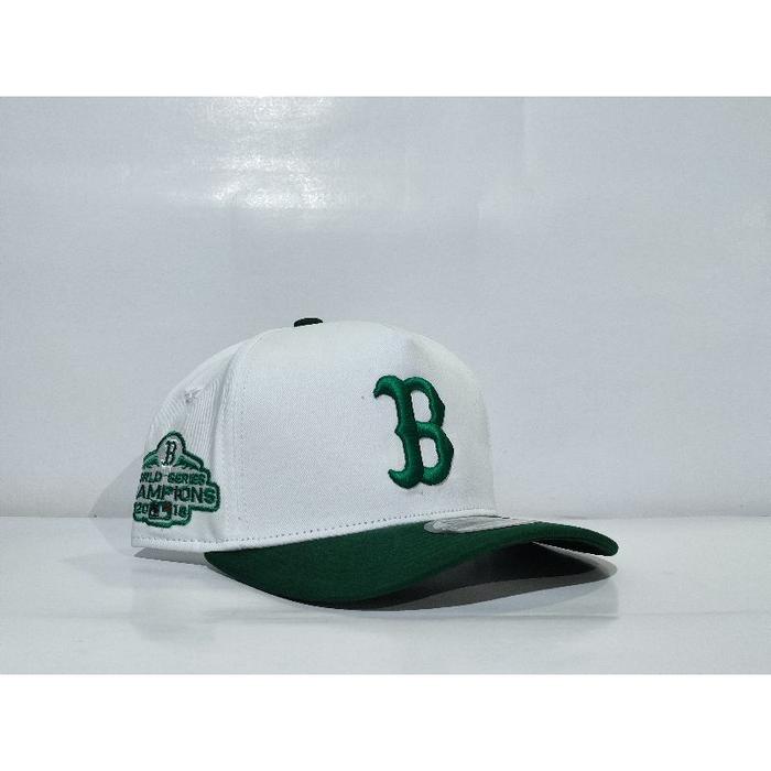 Topi Boston Hijau Botol Bahan Putih Visor Hijau Botol Topi Import Topi Premium.