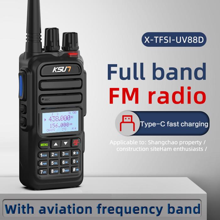 Air Band Receiver Walkie Talkie Dual Band Ham Radio 5W Uhf Vhf