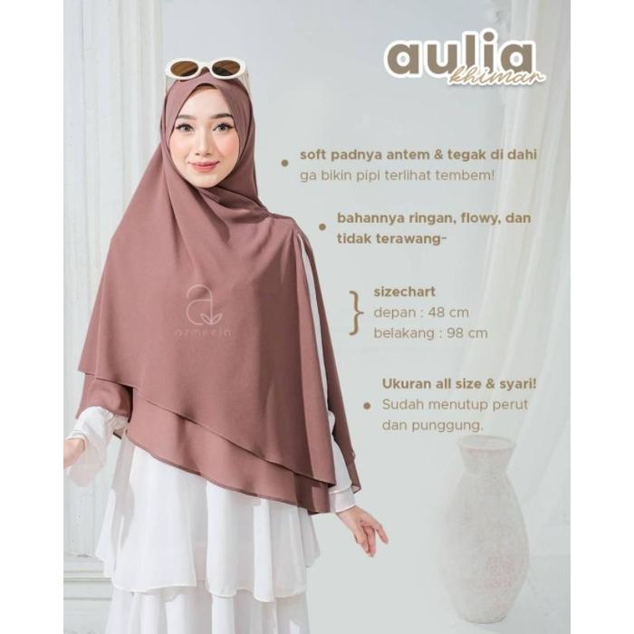 AZMEELA Aulia - Jilbab Ceruty Armani Babydoll Premium Double Layer Non Pad Malay Khimar Syari