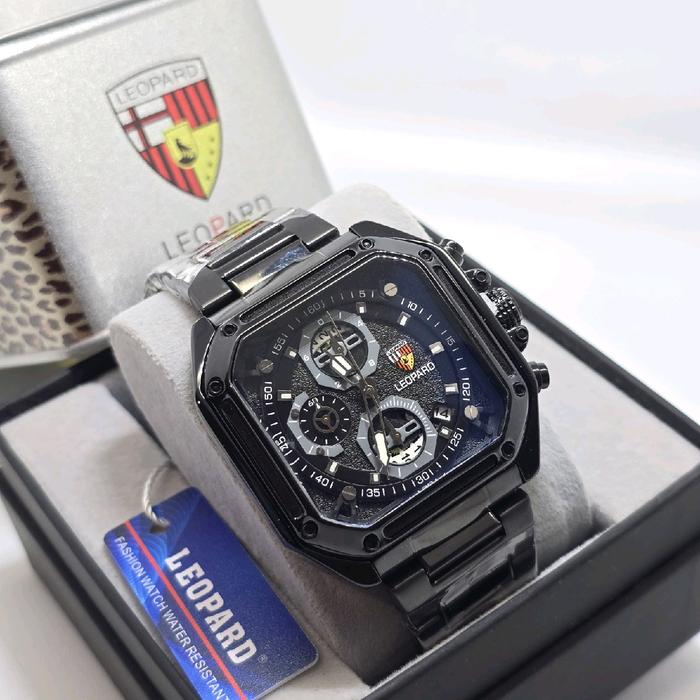 (BISA COD) JAM TANGAN WANITA - LEOPARD SERI 3532 - TALI RANTAI - TANGGAL & CHRONO AKTIF - DIAMETER 4