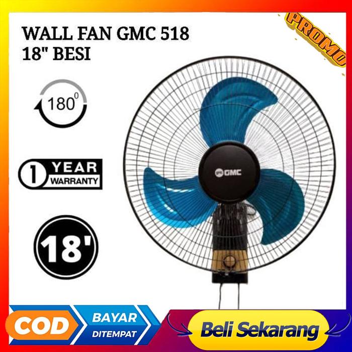 KIPAS ANGIN DINDING GMC 518 18 INCH WALL FAN GARANSI RESMI BALING BESI HEMBUSAN ANGIN SUPER KENCANG 