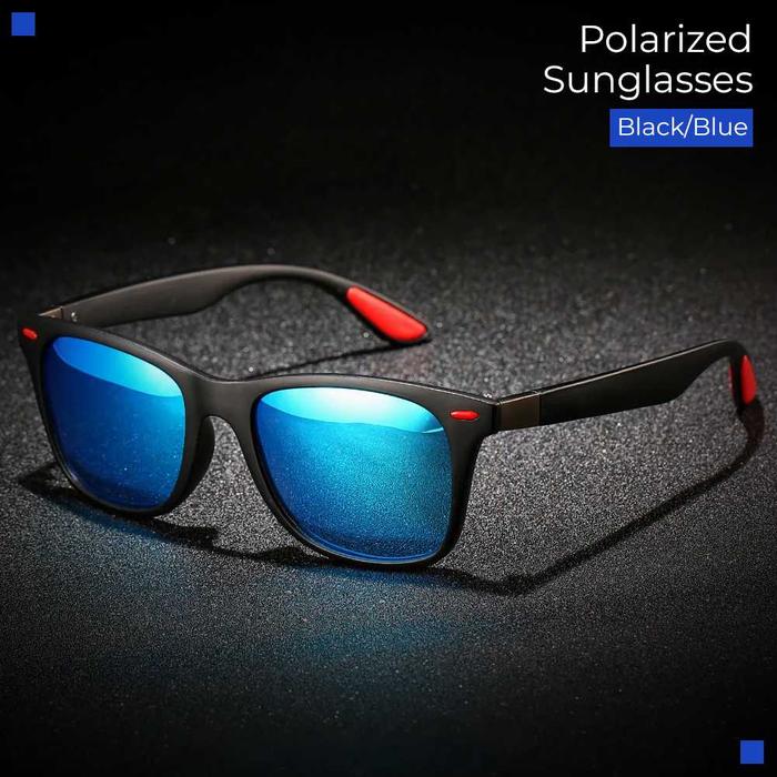 AOFLY Kacamata Polarized Original Pria Anti Silau Biru Black Wayfarer Sunglasses Wanita Hitam Frame 