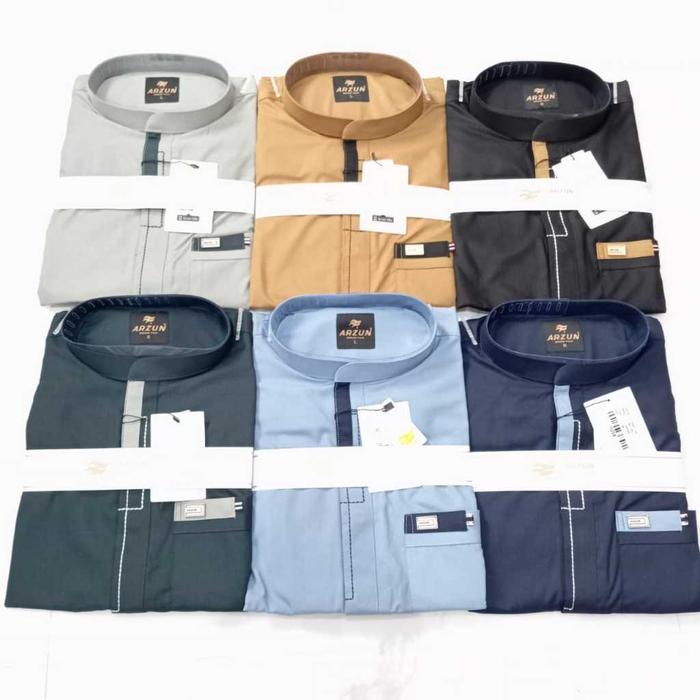 Koko Dewasa Arzun Koko Pria Dewasa Katun Premium Lengan Manset Kemeja Koko Pria Manset Koko Arzun Wa