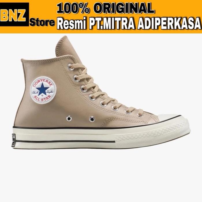Sepatu Sneakers Pria Converse Chuck 70s Hi Leather Vintage Cargo/Egret
