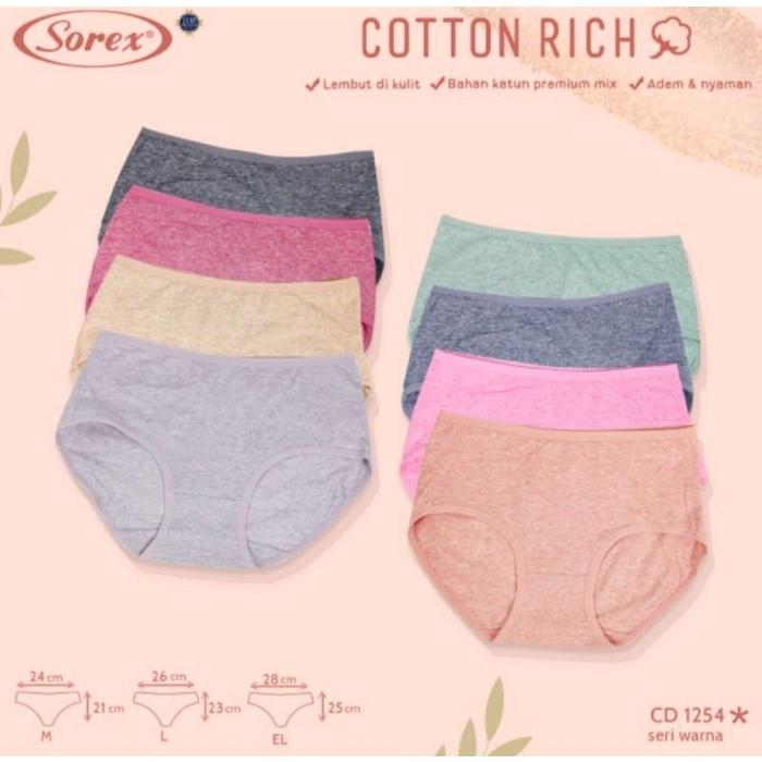 SOREX Cd Basic Cotton Rich 1254 Lembut Super Soft Original Sorex CD Basic Wanita Cotton Rich Katun P