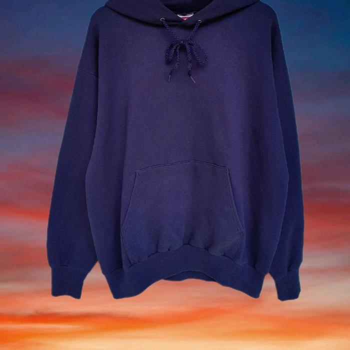 vintage streetwear rap tees style hoodie 90s HANES Blank navy hoodies not jerzees russell screen sta