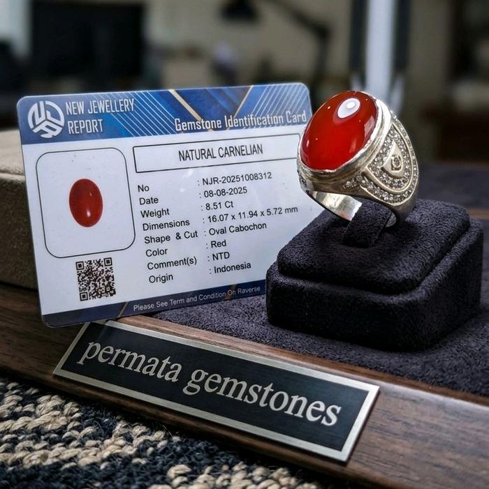 Cincin Akik Red Baron Raflesia Carnelian Chalcedony Include Memo Certified