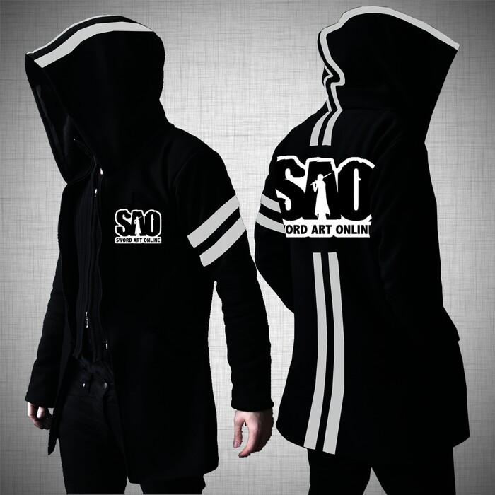 Jubah Anime Kirito Sao Sword Art Online Panjang Jaket Fleece Pria Tebal