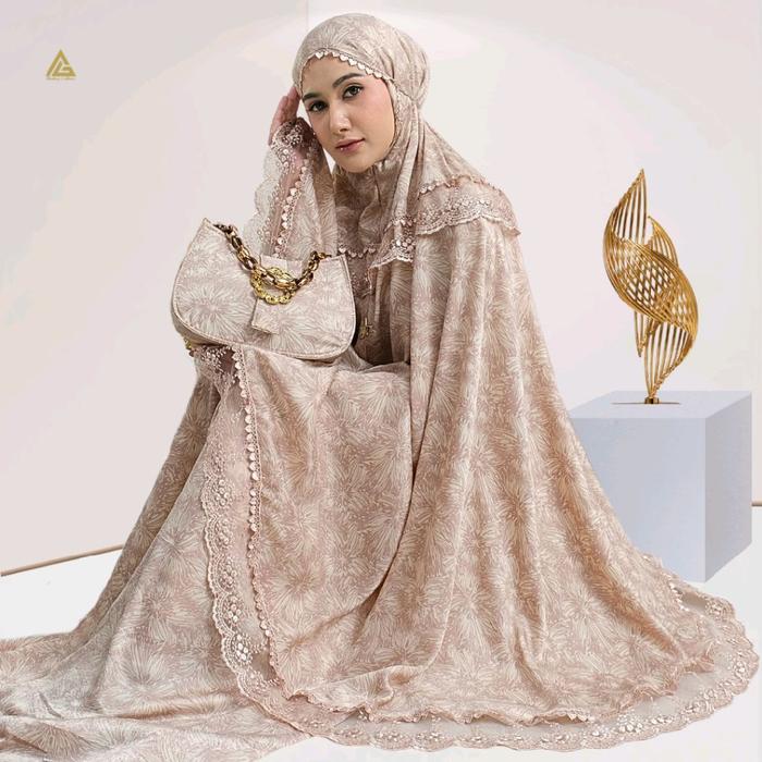 Alhamdulillah redy lagi - Mukena Dewasa Putri Salju 2in1 Renda Santorini Silk Zhafira Series Alhabsy