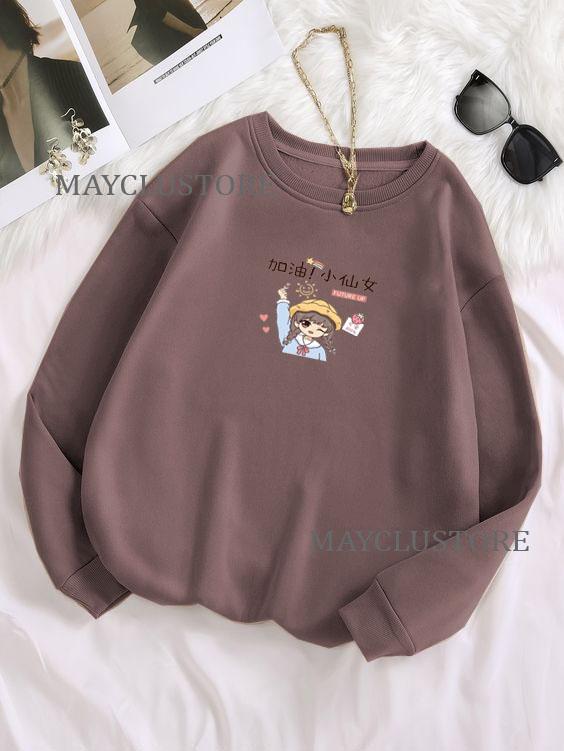Crewnecek wanita oversize ficture up anime cute L XL XXL 2XL sweater cewek terbaru 2025 aesthetice h