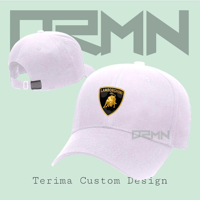 DRMN Topi Baseball Logo LAMBORGHINI LAMBO Unisex Custom Design Sablon suka-suka  Bahan Drill Lembut 