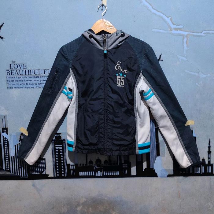 Jaket sport casual ber hoodie EXR denim 55 seconds