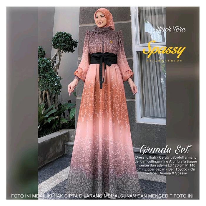 NEW ARRIVAL GAMIS SULTAN MEWAH DRESS WANITA MUSLIM GLAMOUR GRANDE SET GAMIS KERUDUNG 2 IN 1 SPASSY R
